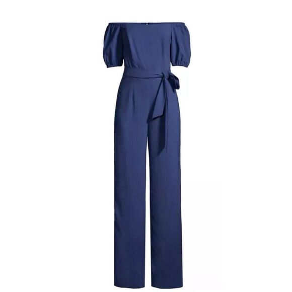 Lilly Pulitzer Jada Jumpsuit Women's Sz10 Oyster Bay Navy Bridal Baby Shower EUC - Picture 1 of 14